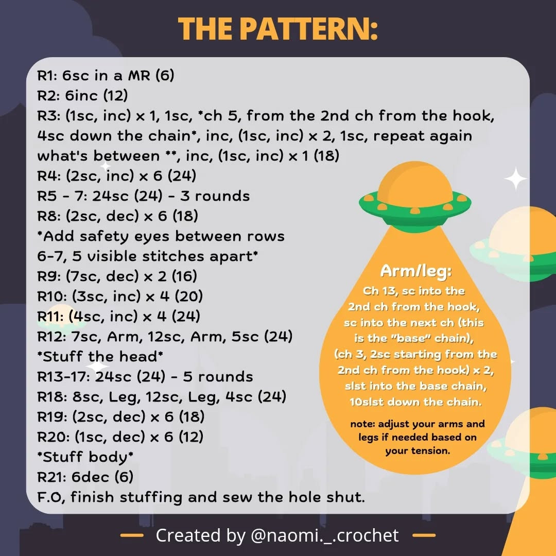 Free No-Sew Leggy Alien Crochet Pattern