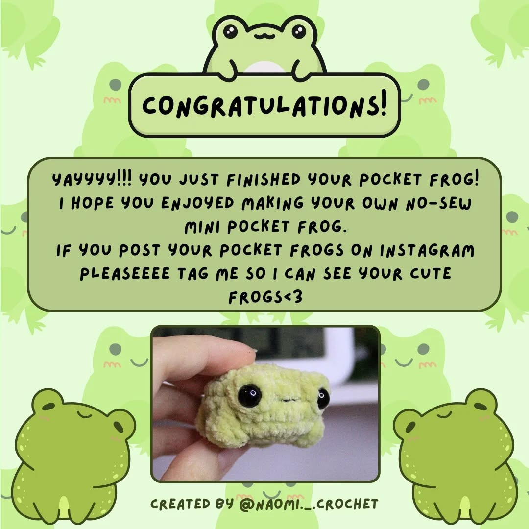 Free No-Sew Mini Pocket Frog Crochet Pattern #2