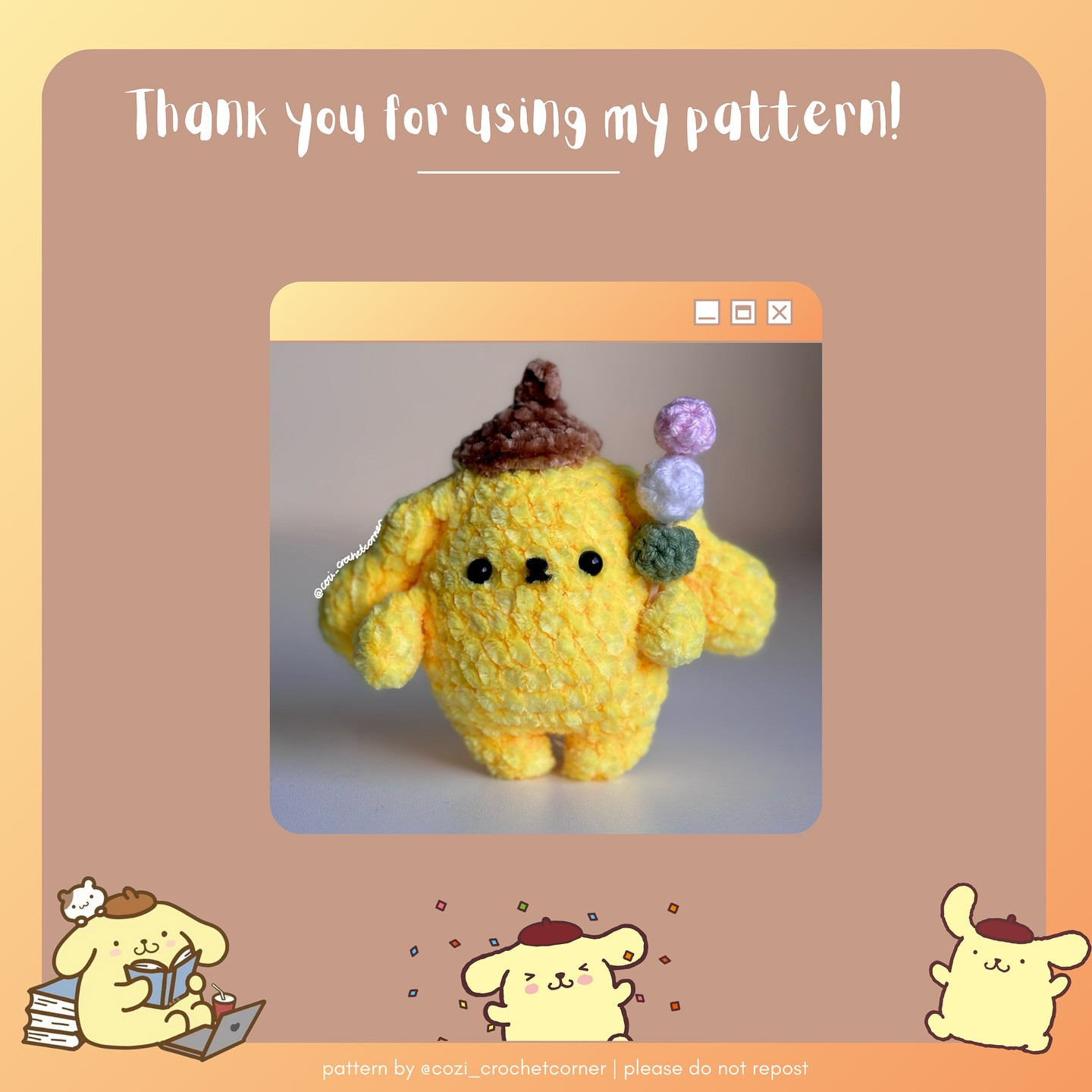 Free Pompompurin Crochet Pattern: No Sew!