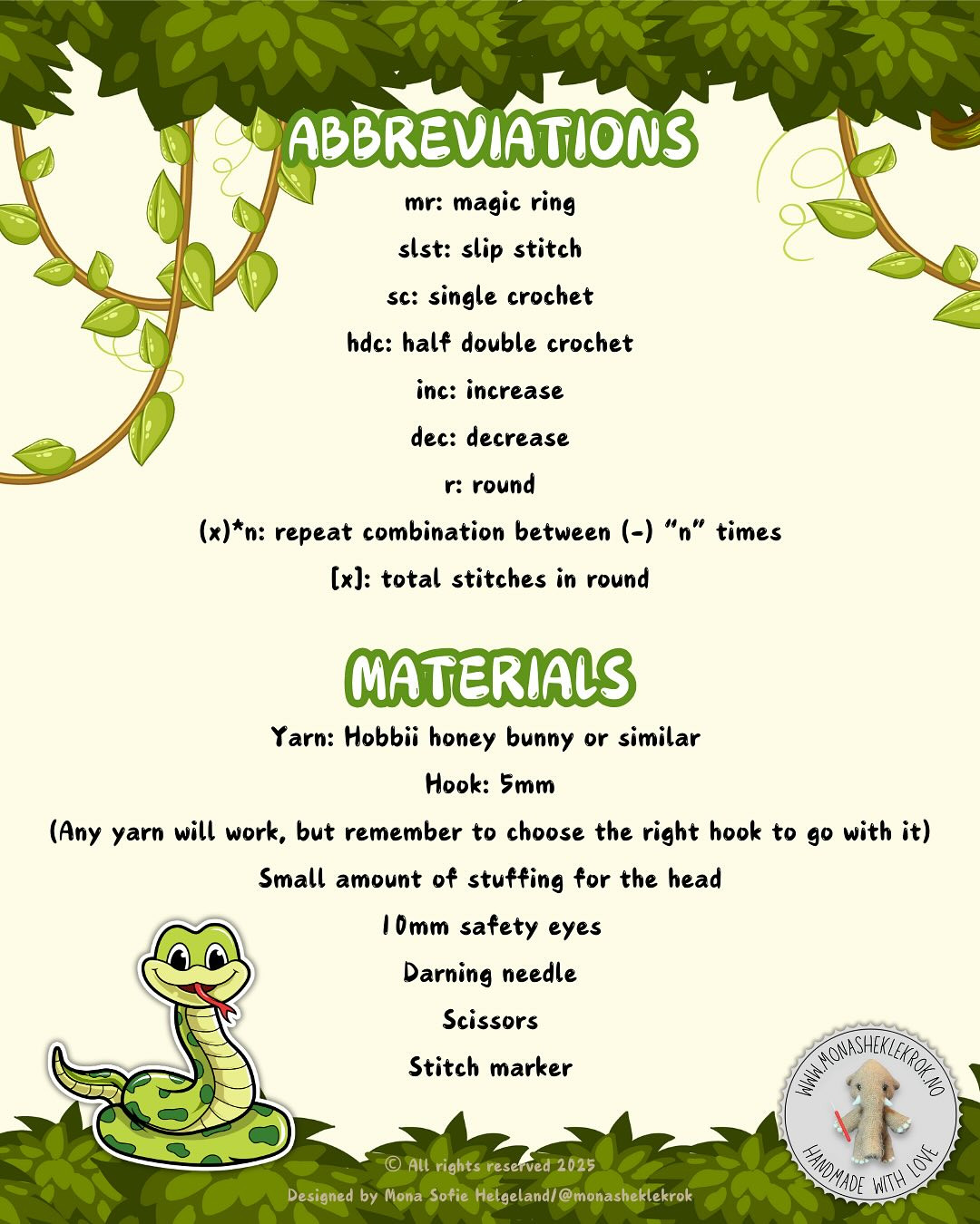 Free Scrappy Snake Crochet Pattern: 4 Body Variations