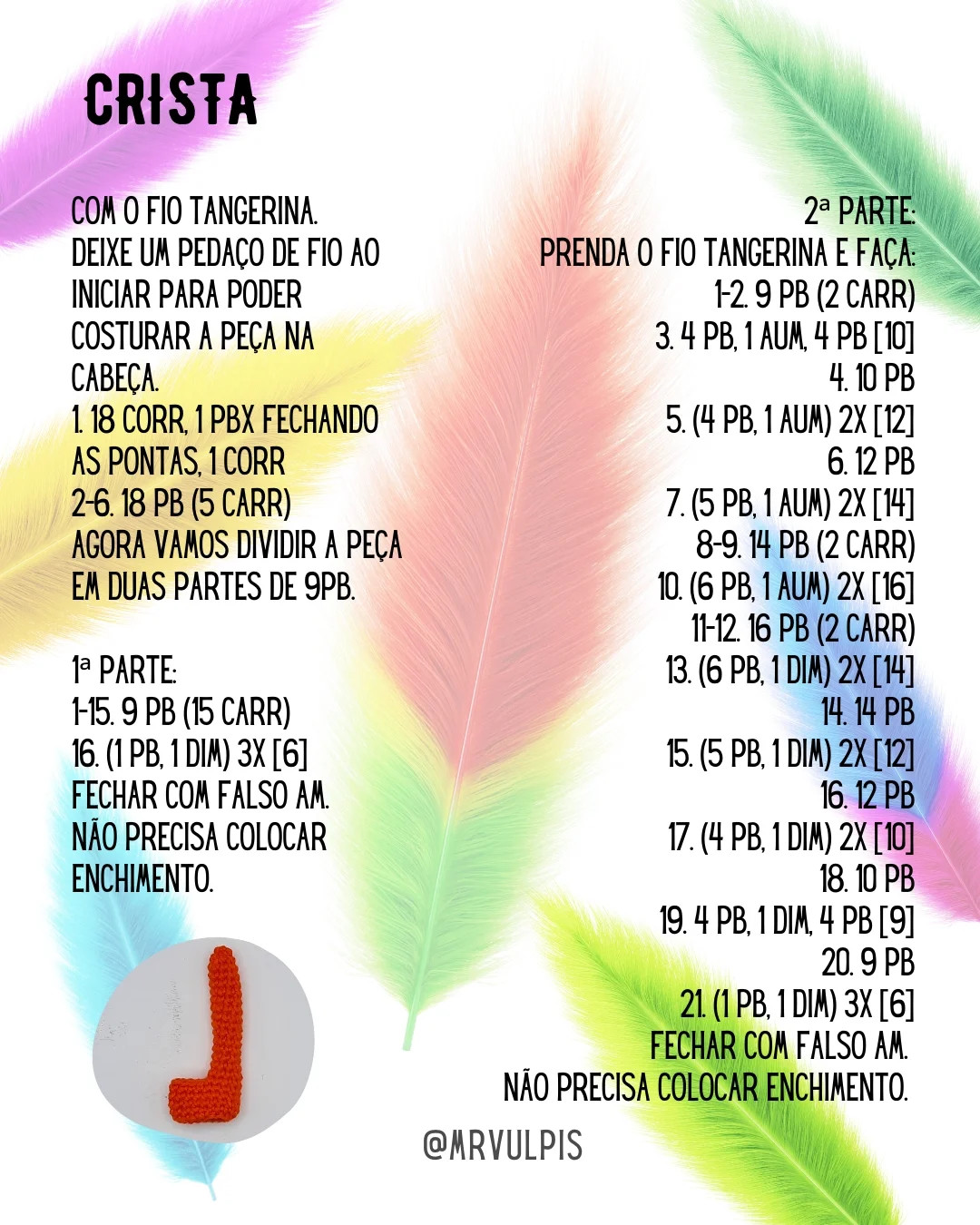 Galo de crochê colorido: Gráfico grátis!