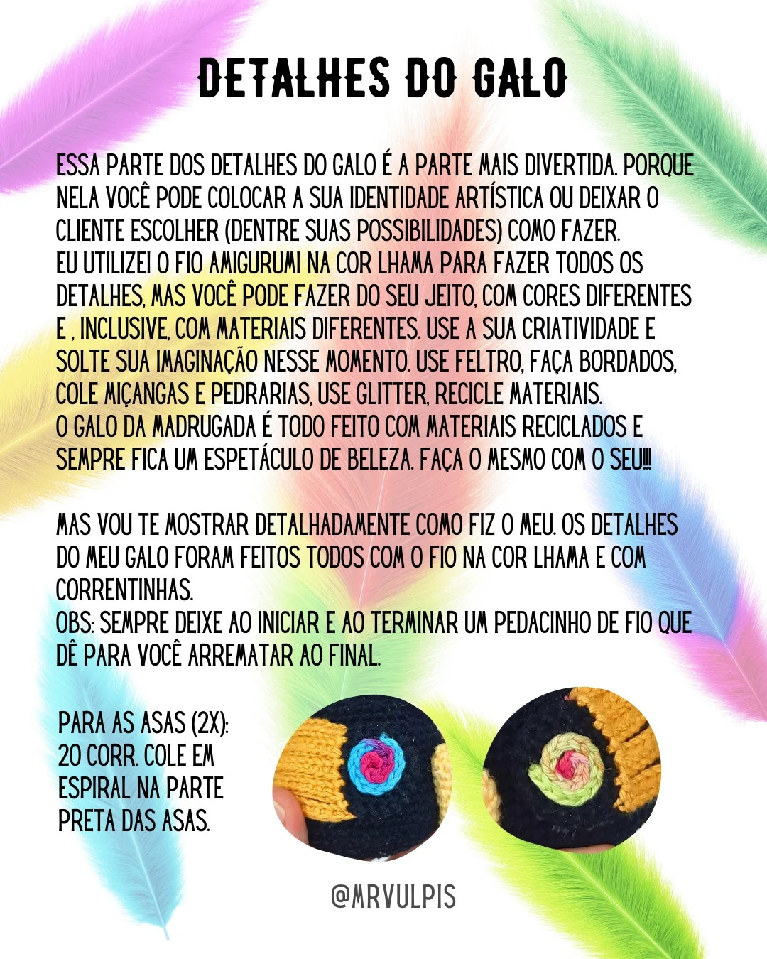 Galo de crochê colorido: Gráfico grátis!