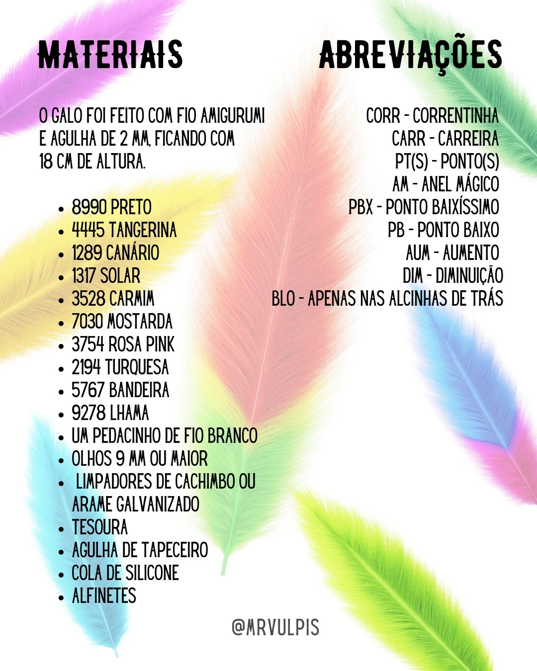 Galo de crochê colorido: Gráfico grátis!