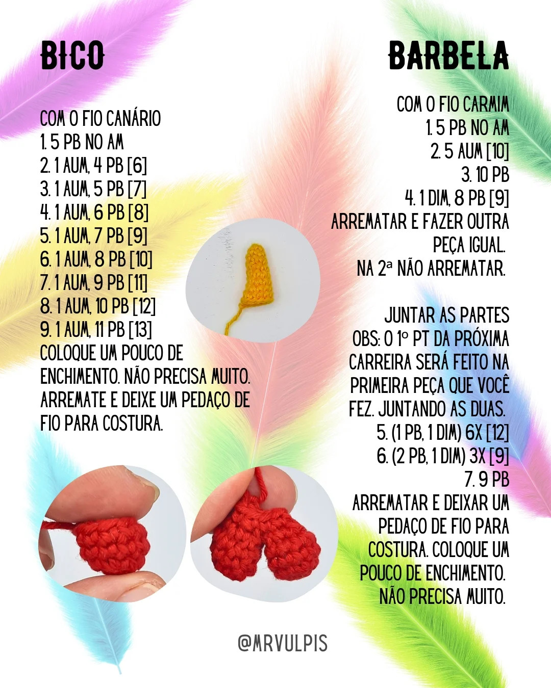 Galo de crochê colorido: Gráfico grátis!