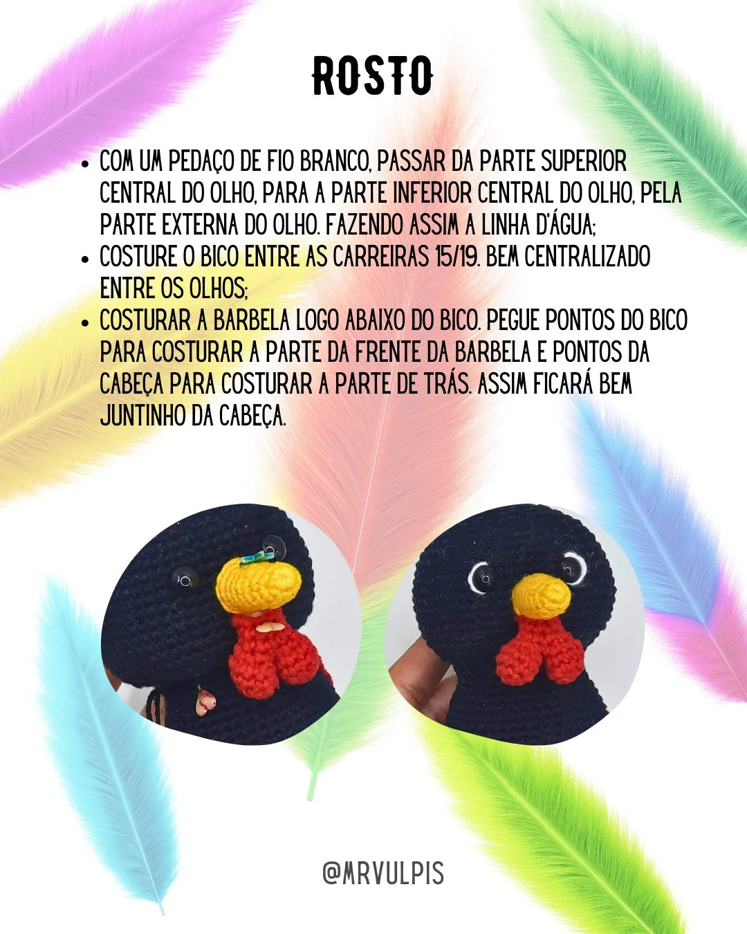 Galo de crochê colorido: Gráfico grátis!