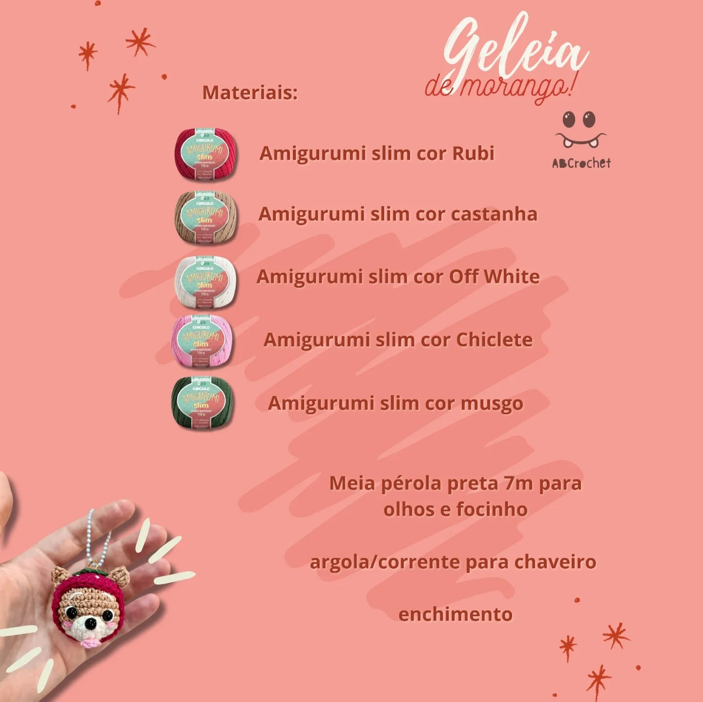 Geleia de morango amigurumi: Gráfico de crochê gratuito!
