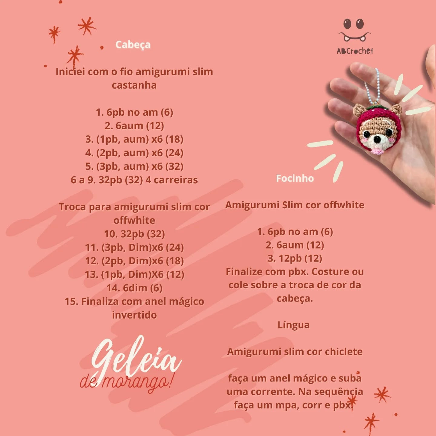 Geleia de morango amigurumi: Gráfico de crochê gratuito!