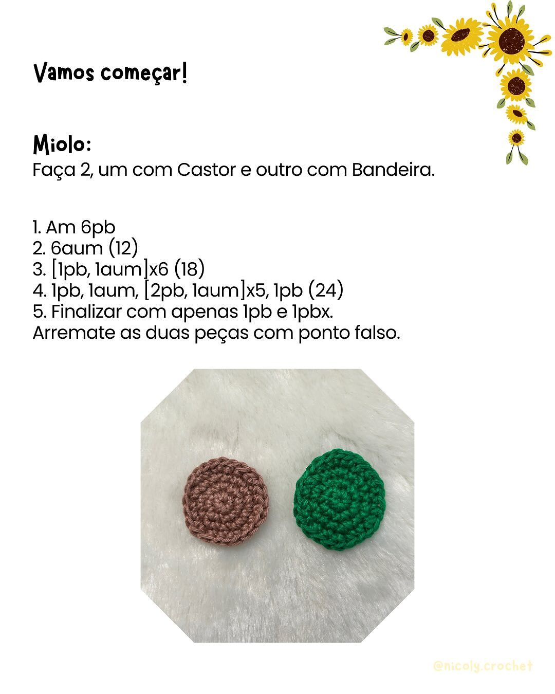 Girassol de crochê: Gráfico gratuito para iniciantes