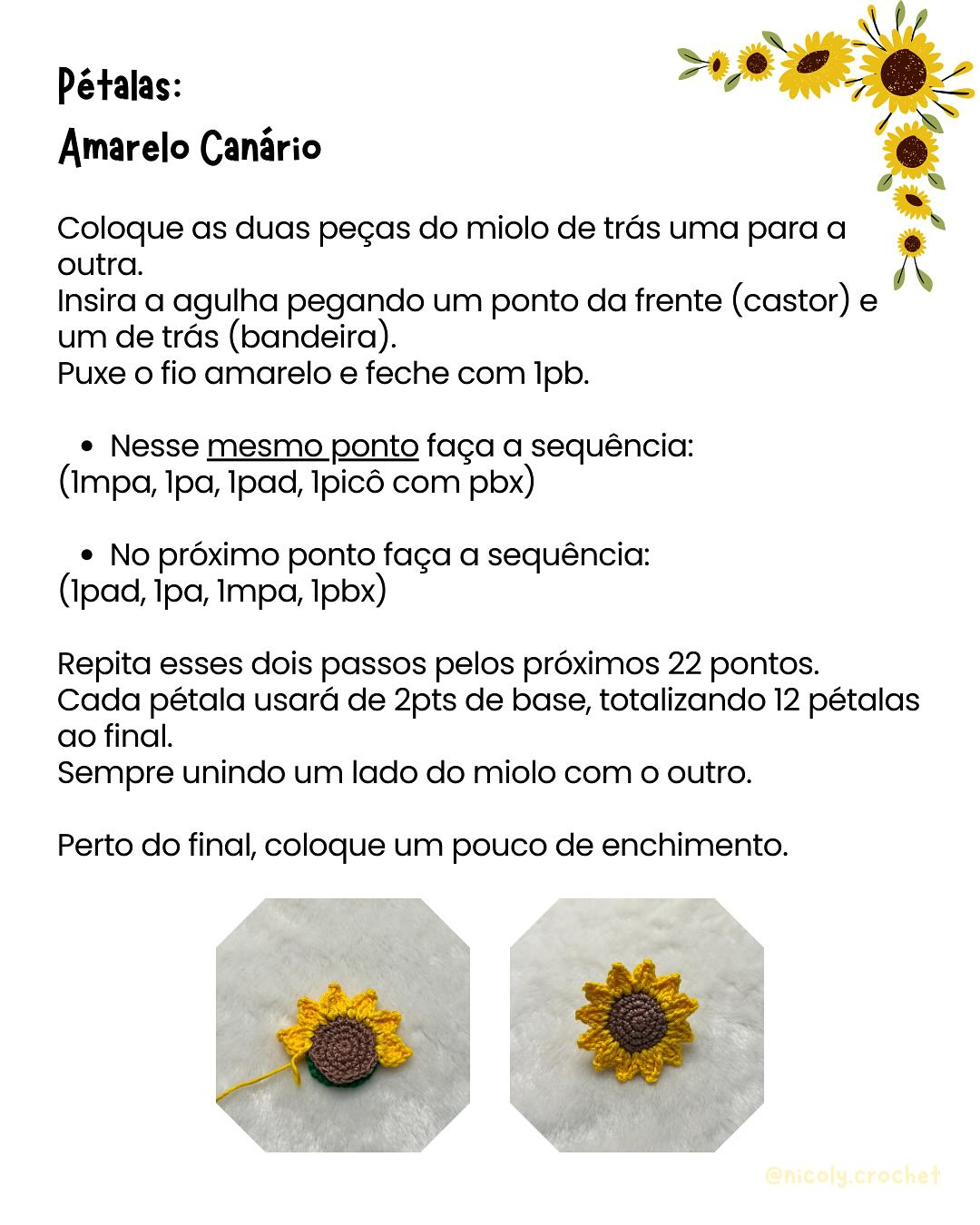 Girassol de crochê: Gráfico gratuito para iniciantes