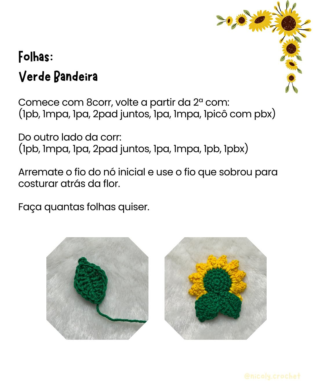 Girassol de crochê: Gráfico gratuito para iniciantes