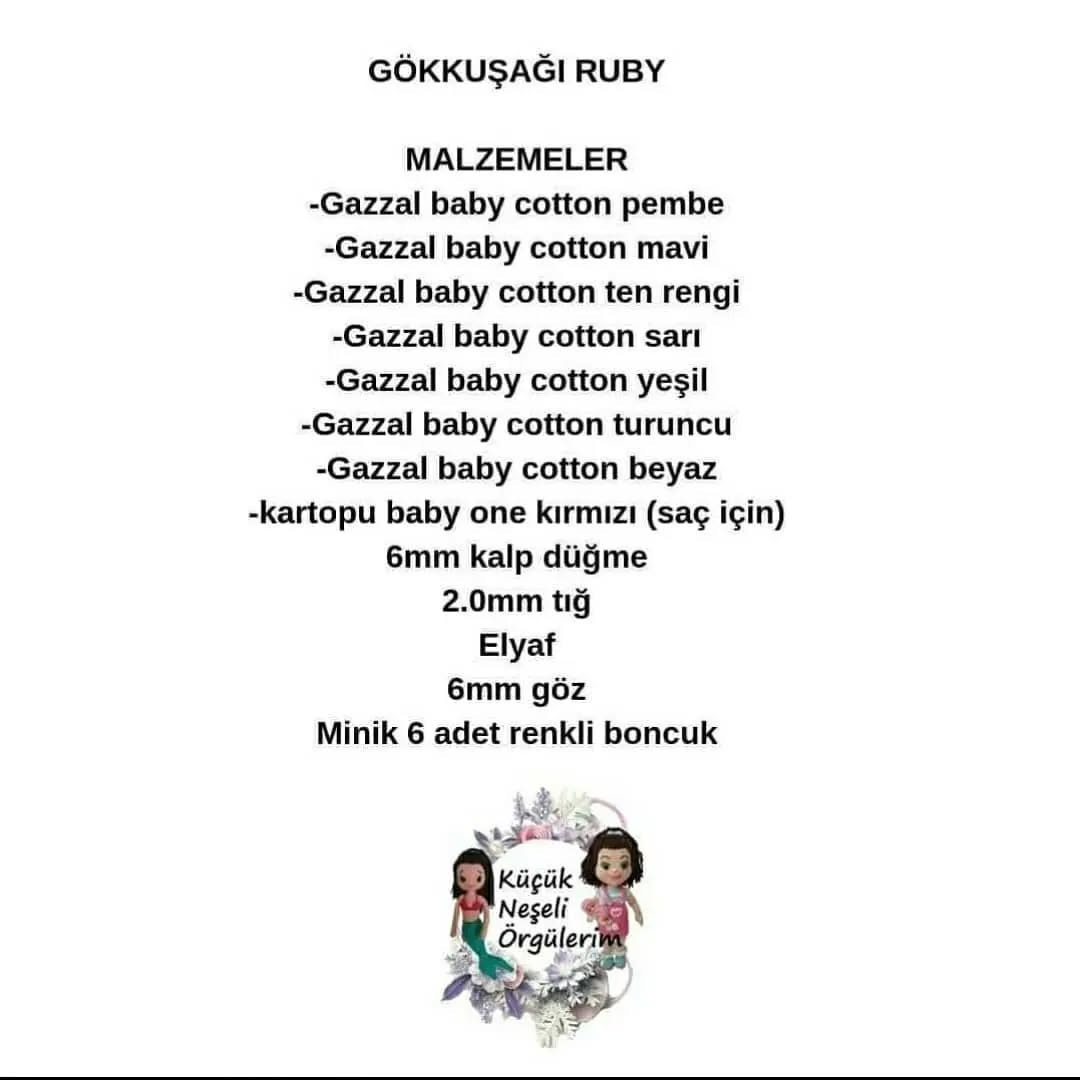 Gökkuşağı Ruby Amigurumi Örgü Şeması