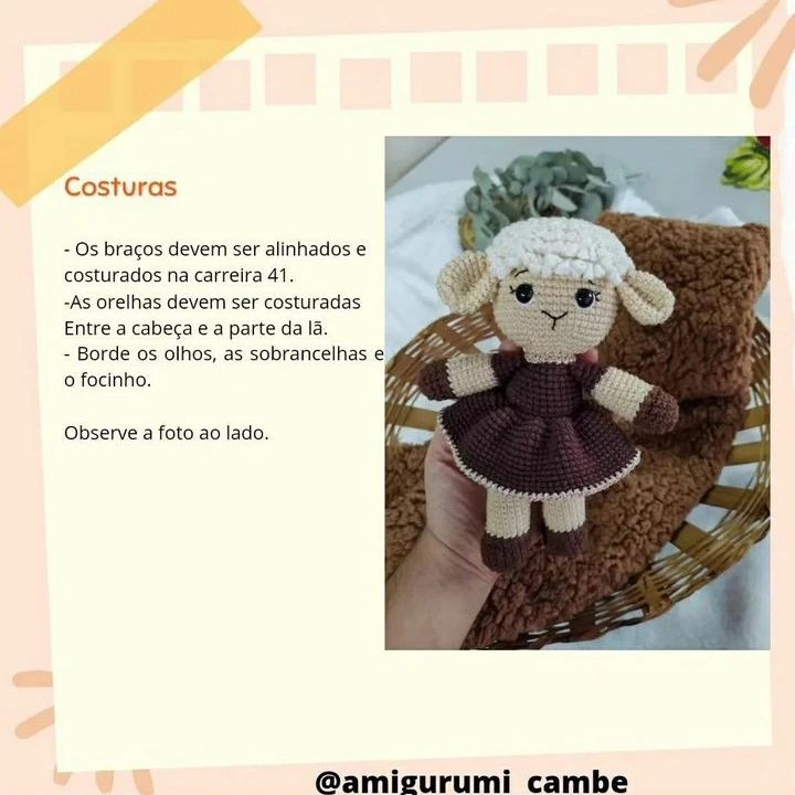 Gráfico Amigurumi de Cordeirinho: Passo a Passo Completo