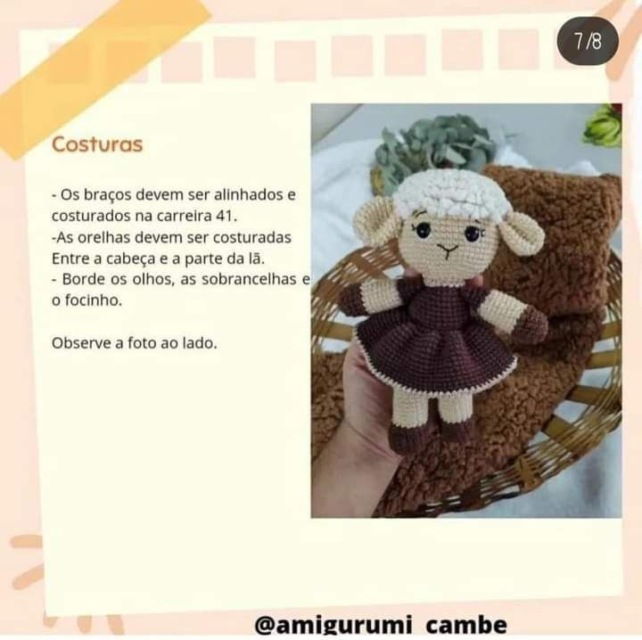 Gráfico Amigurumi de Cordeirinho: Passo a Passo Completo