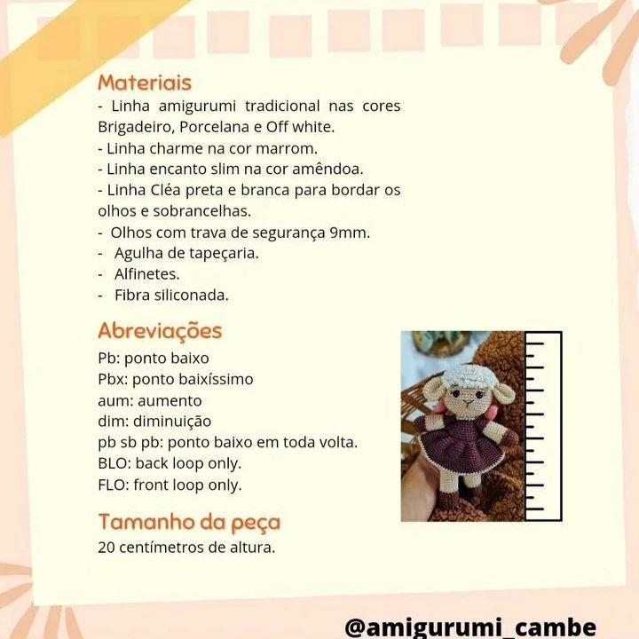 Gráfico Amigurumi de Cordeirinho: Passo a Passo Completo