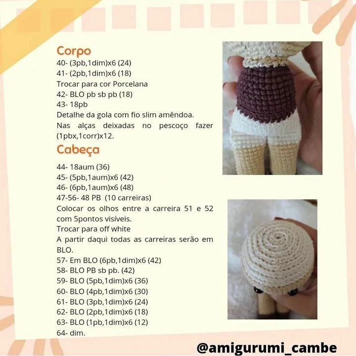Gráfico Amigurumi de Cordeirinho: Passo a Passo Completo