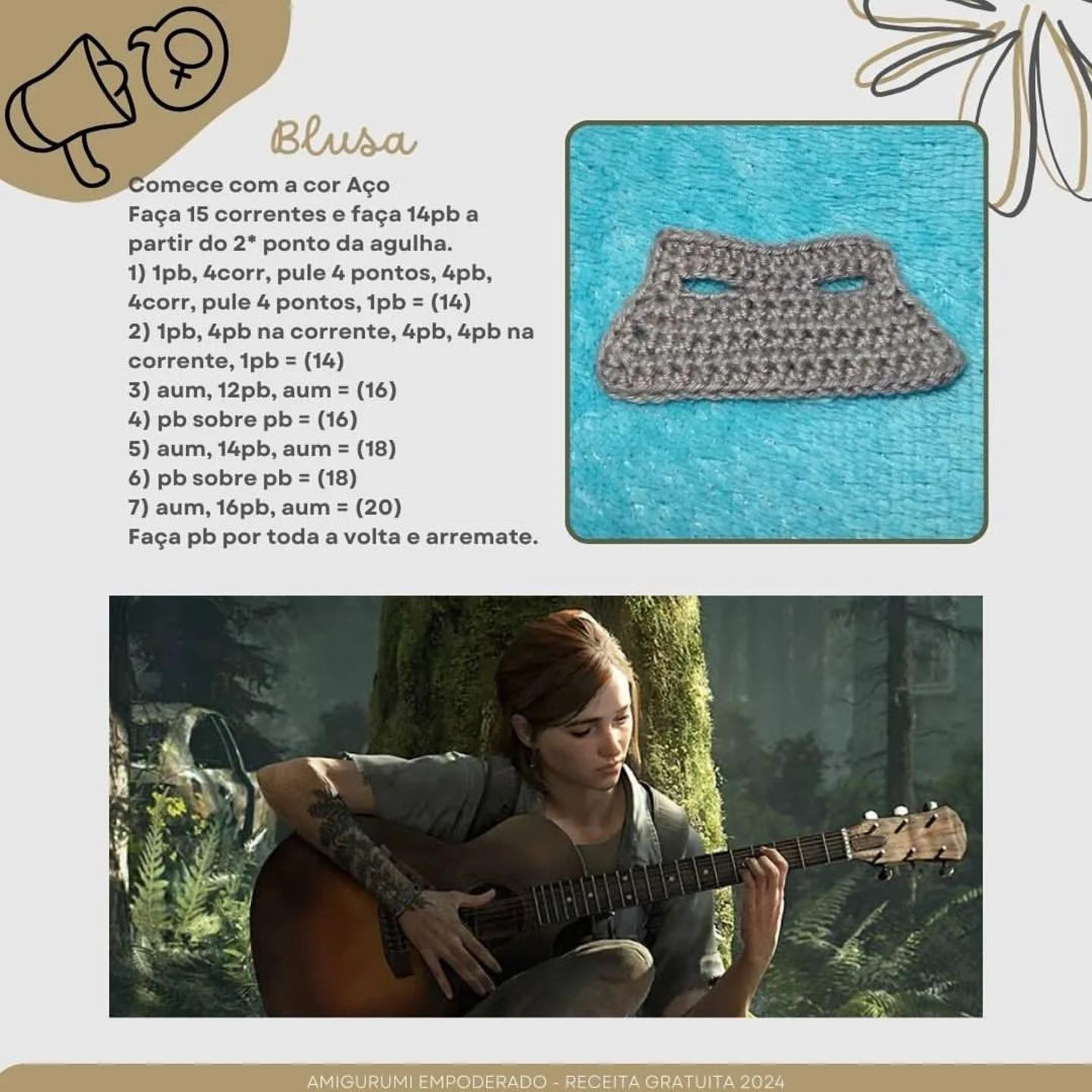 Gráfico Amigurumi Ellie Williams: The Last of Us
