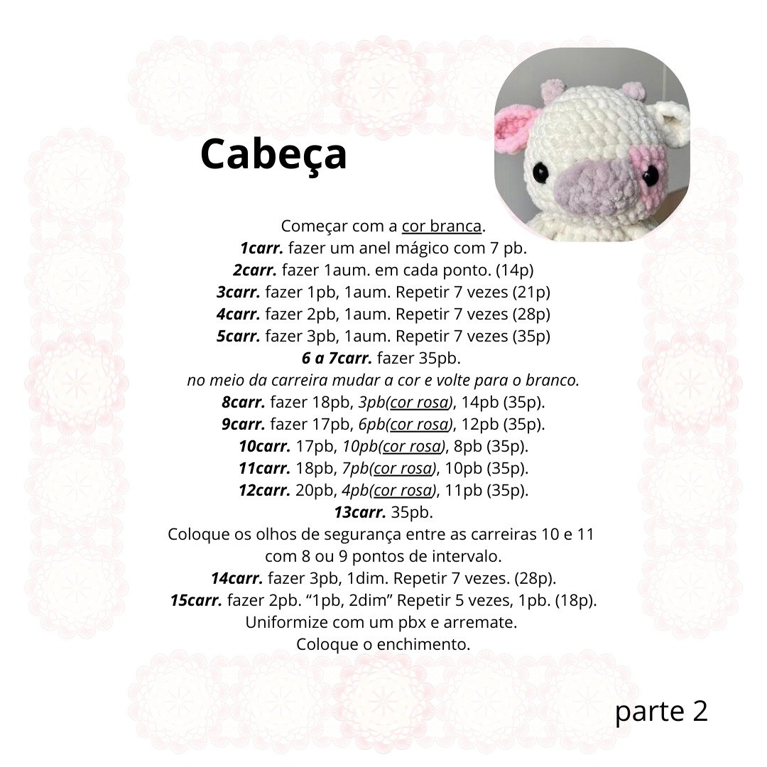 Gráfico Amigurumi: Vaquinha fofinha em crochê!