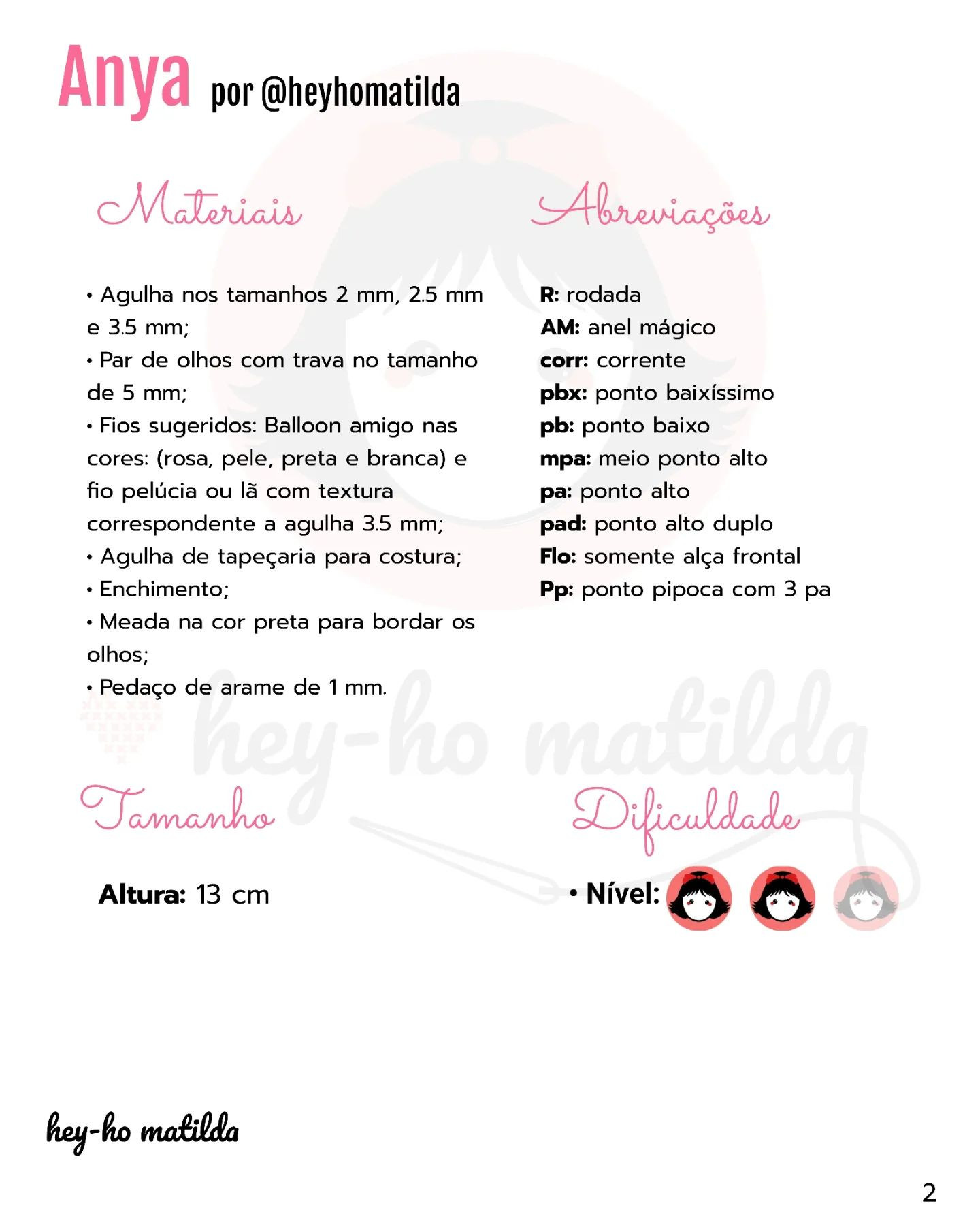 Gráfico de amigurumi Anya: receita gratuita