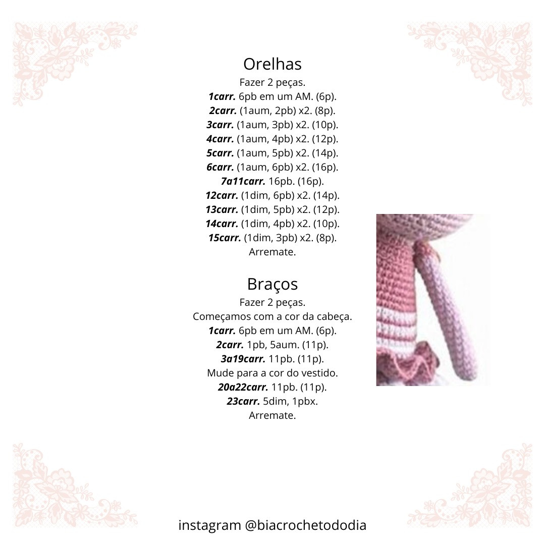 Gráfico de Amigurumi: Coelho Bailarina
