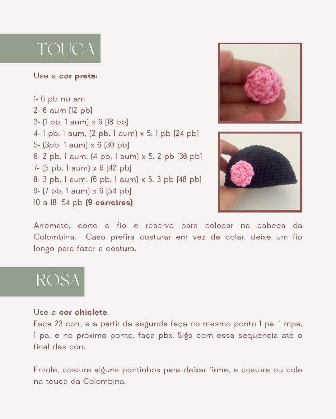 Gráfico de Amigurumi Colombina: Receita Grátis!