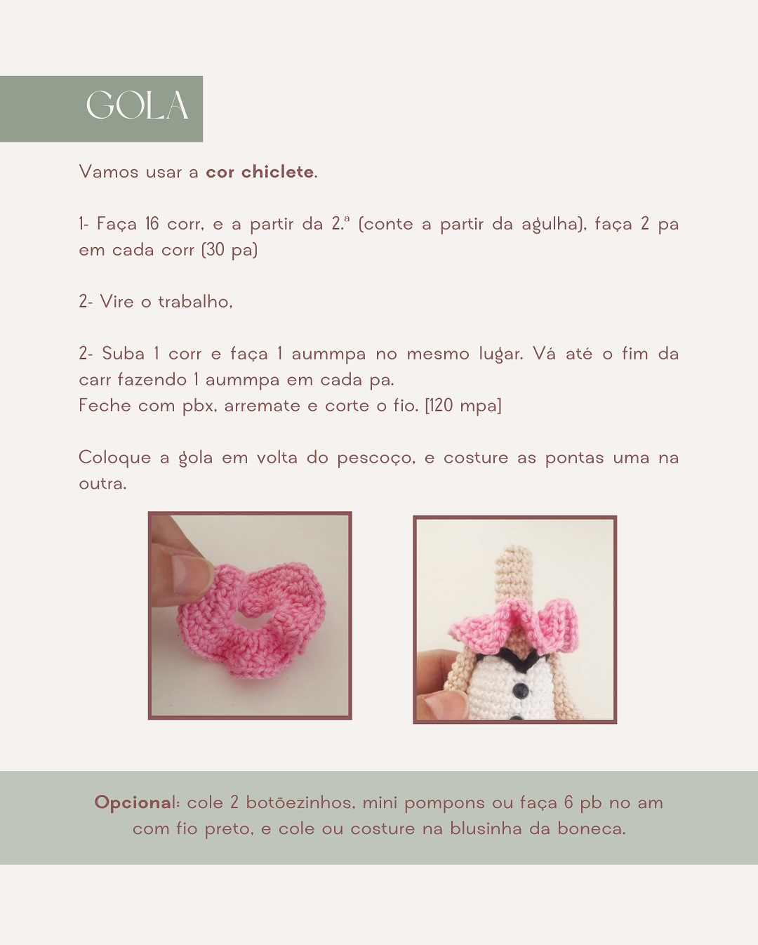 Gráfico de Amigurumi Colombina: Receita Grátis!