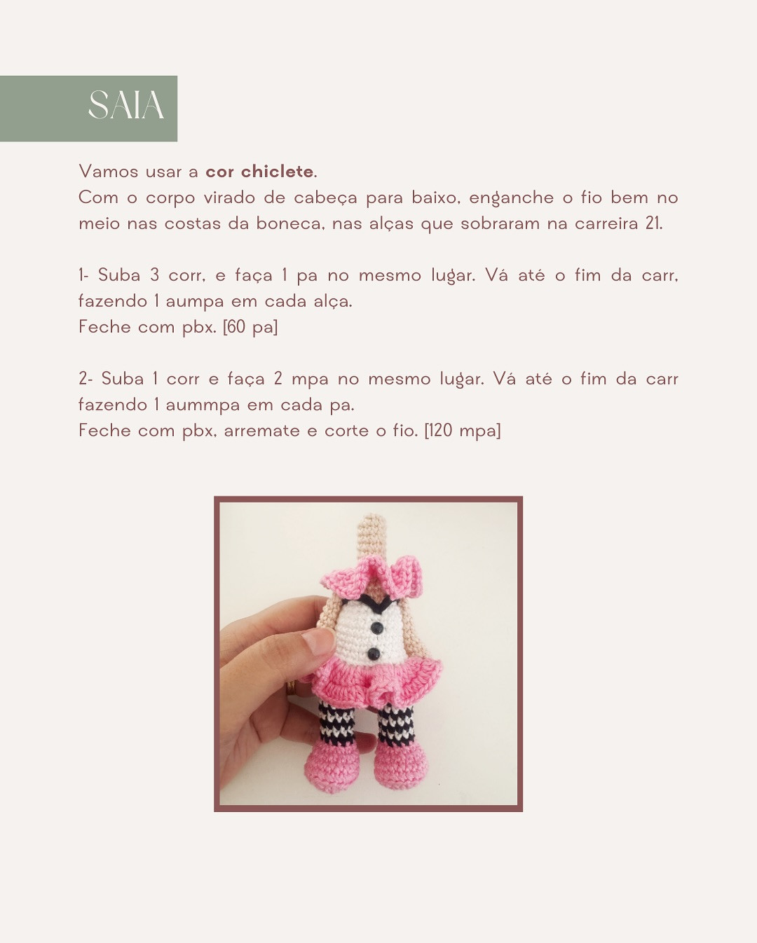 Gráfico de Amigurumi Colombina: Receita Grátis!