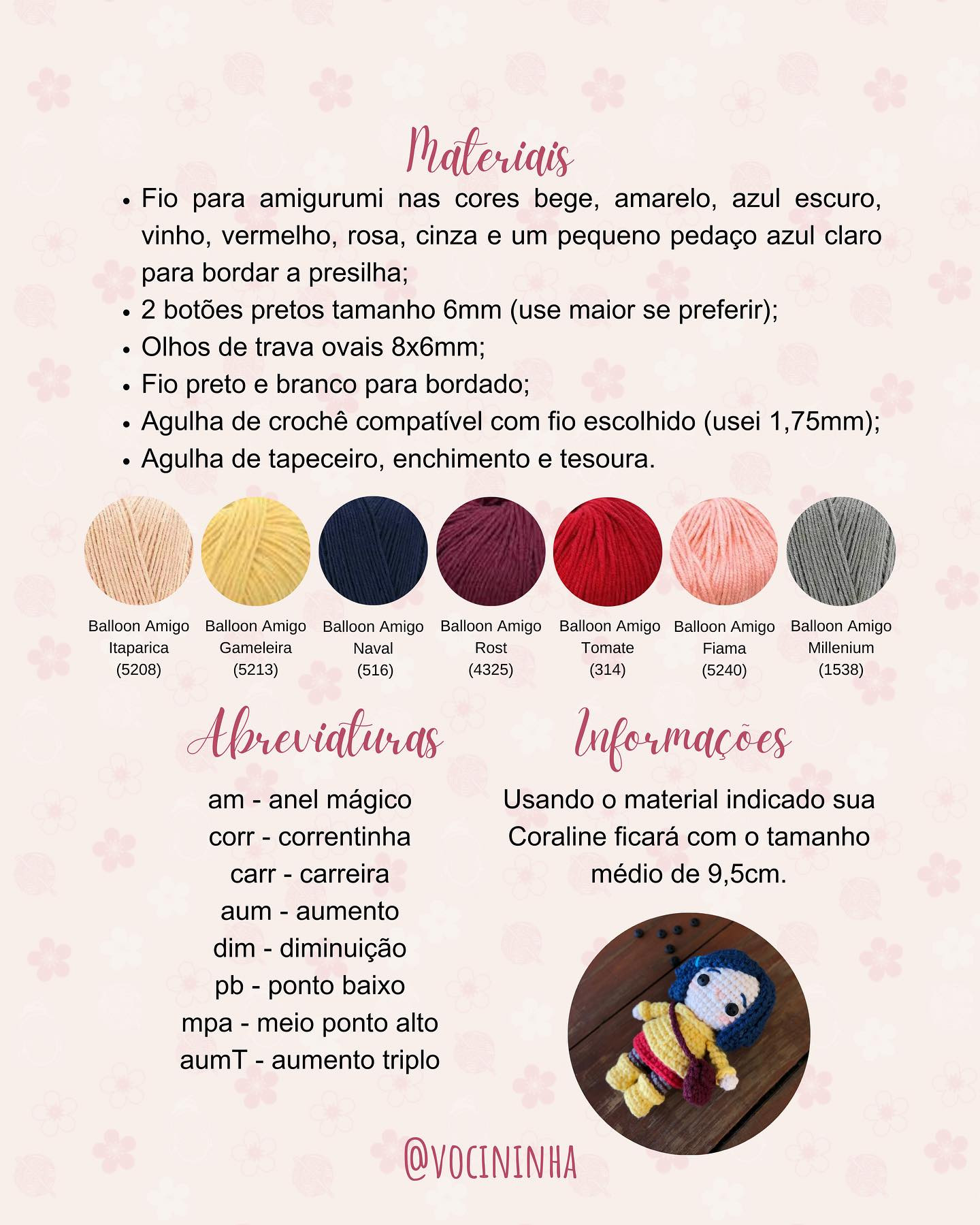 Gráfico de Amigurumi Coraline: Receita Grátis!