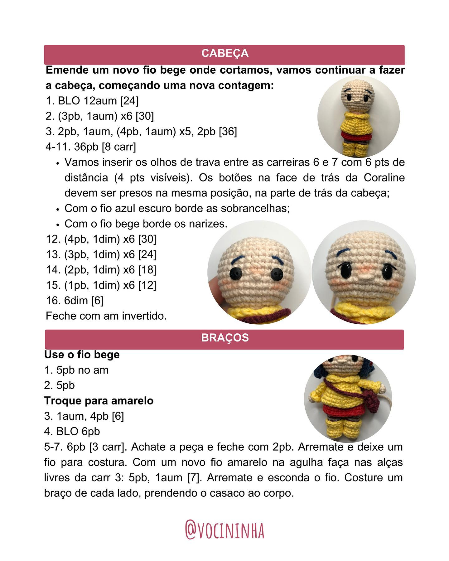 Gráfico de Amigurumi Coraline: Receita Grátis!
