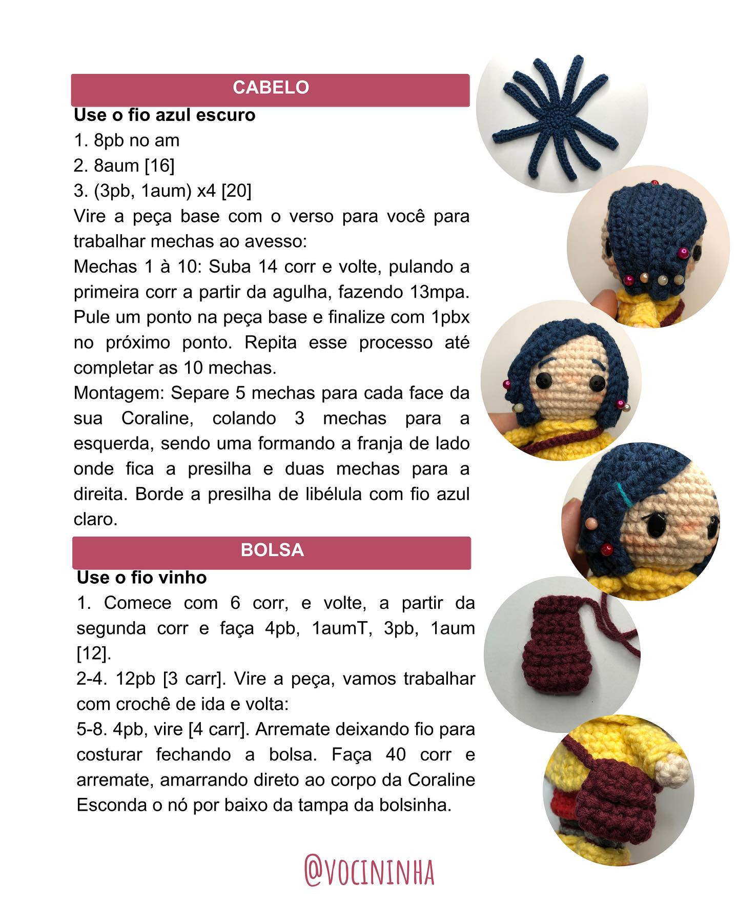 Gráfico de Amigurumi Coraline: Receita Grátis!