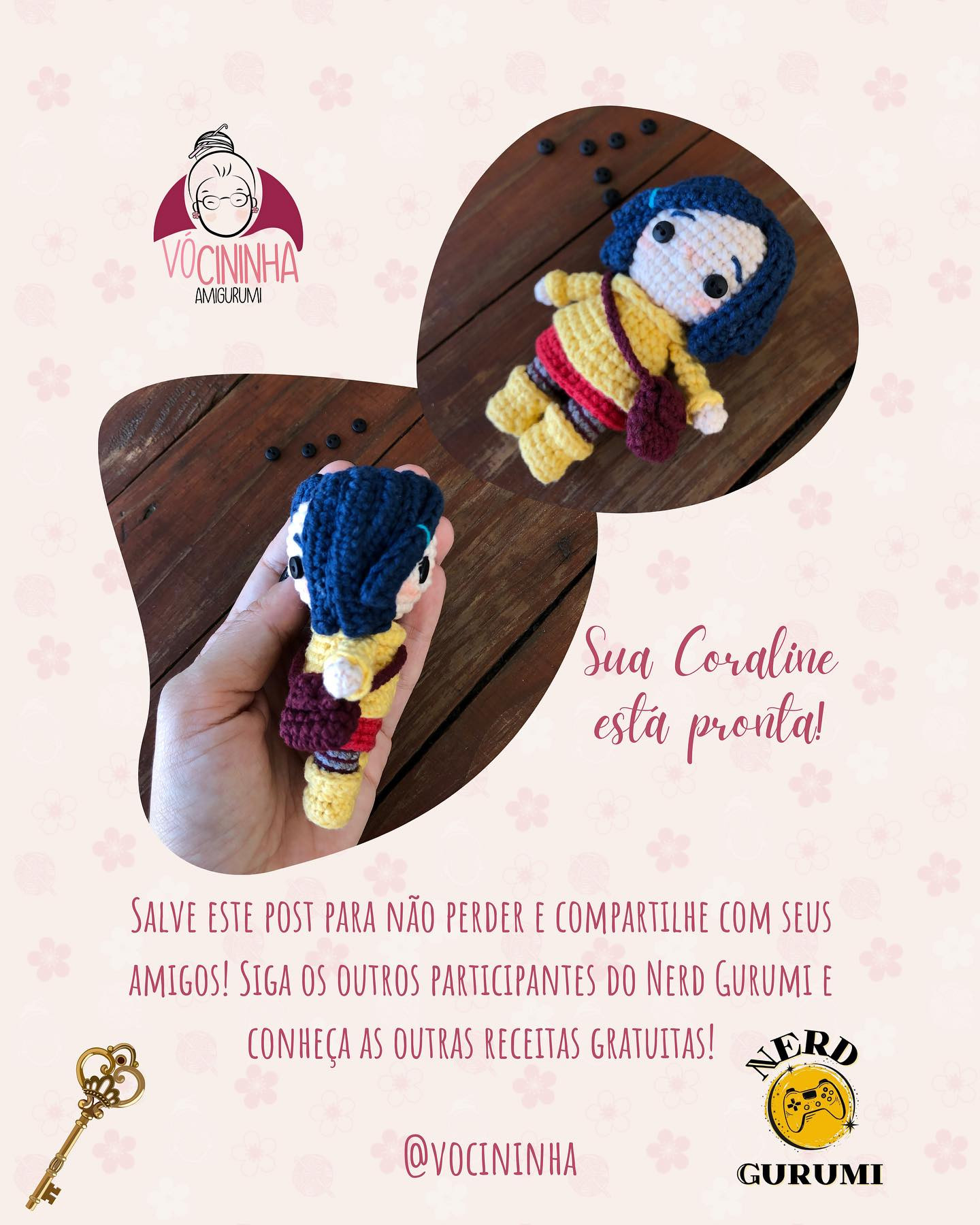 Gráfico de Amigurumi Coraline: Receita Grátis!