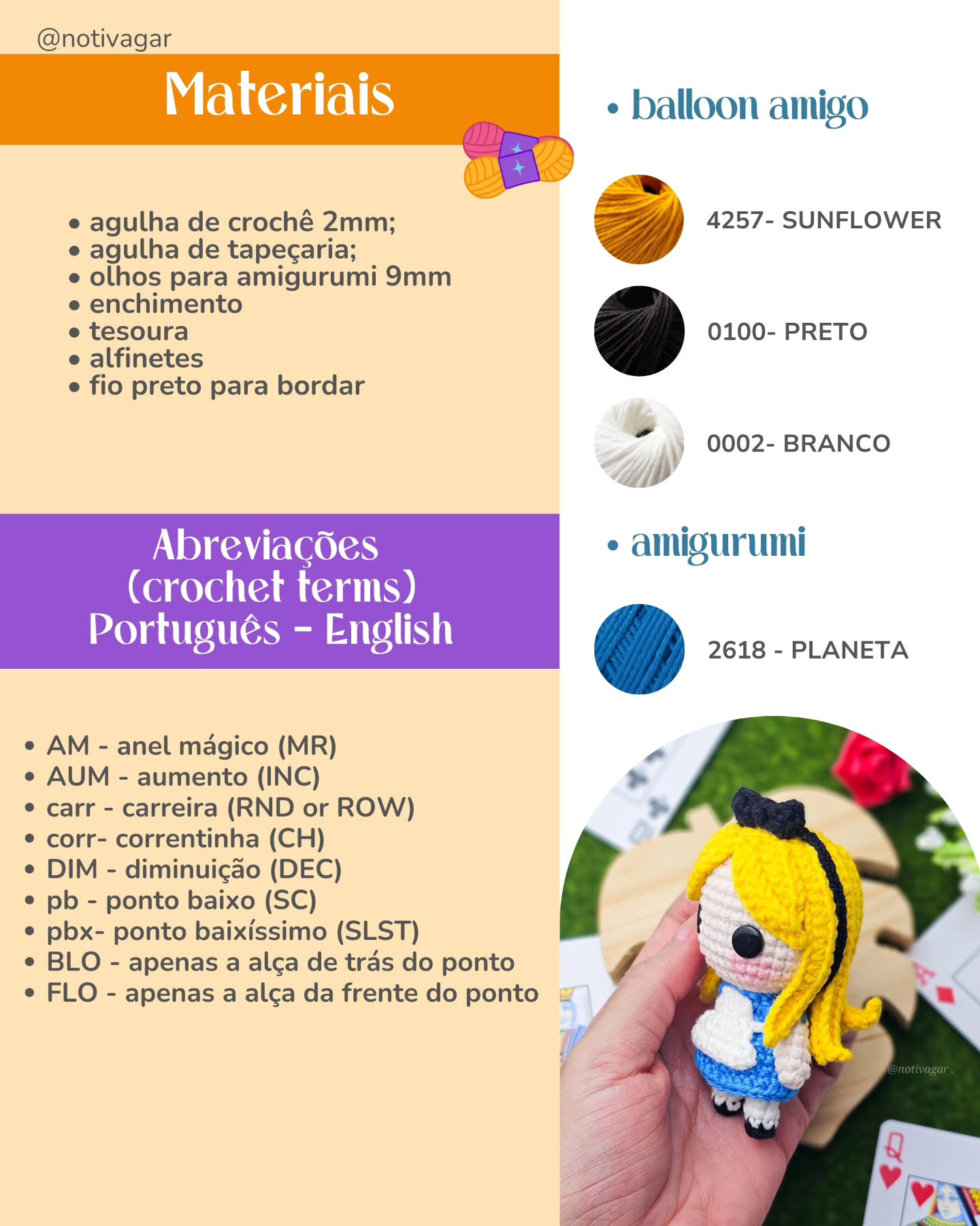 Gráfico de Amigurumi da Alice no País das Maravilhas - Receita Grátis
