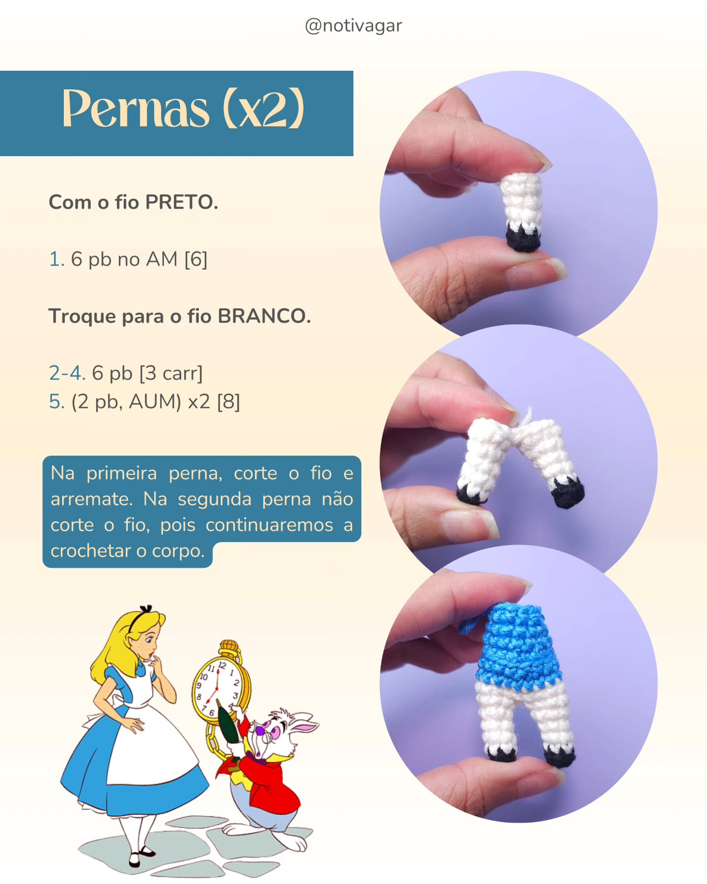 Gráfico de Amigurumi da Alice no País das Maravilhas - Receita Grátis