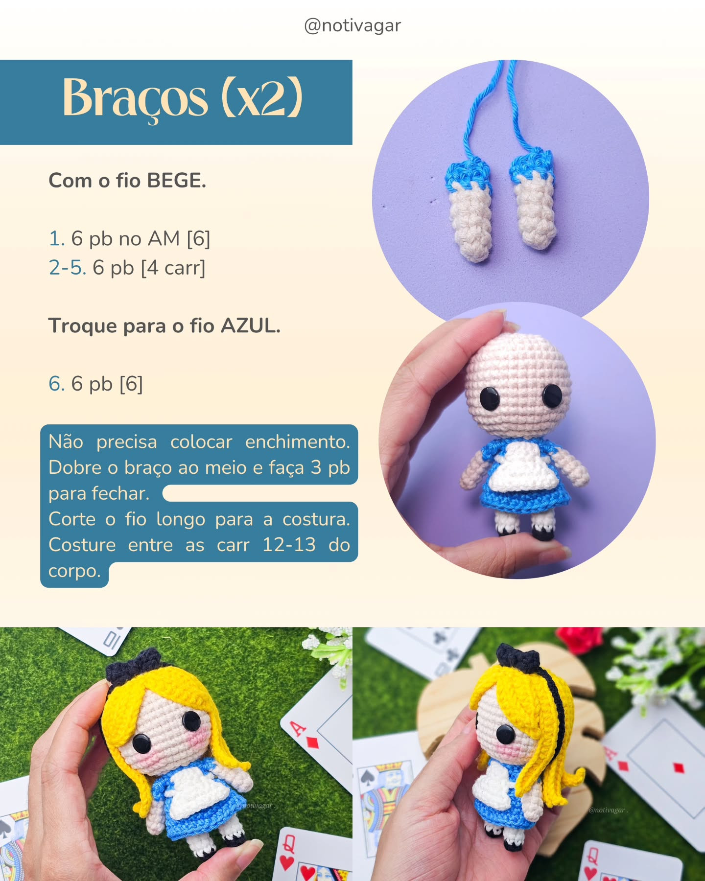 Gráfico de Amigurumi da Alice no País das Maravilhas - Receita Grátis