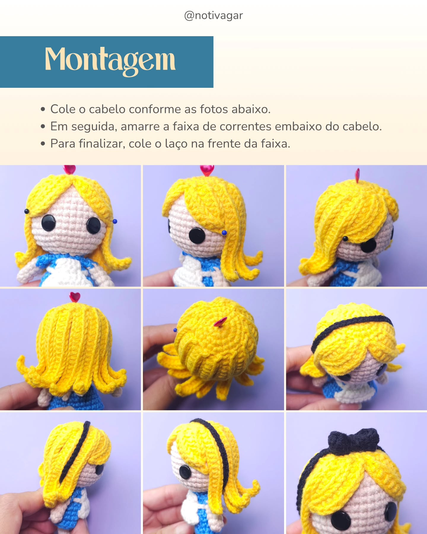 Gráfico de Amigurumi da Alice no País das Maravilhas - Receita Grátis