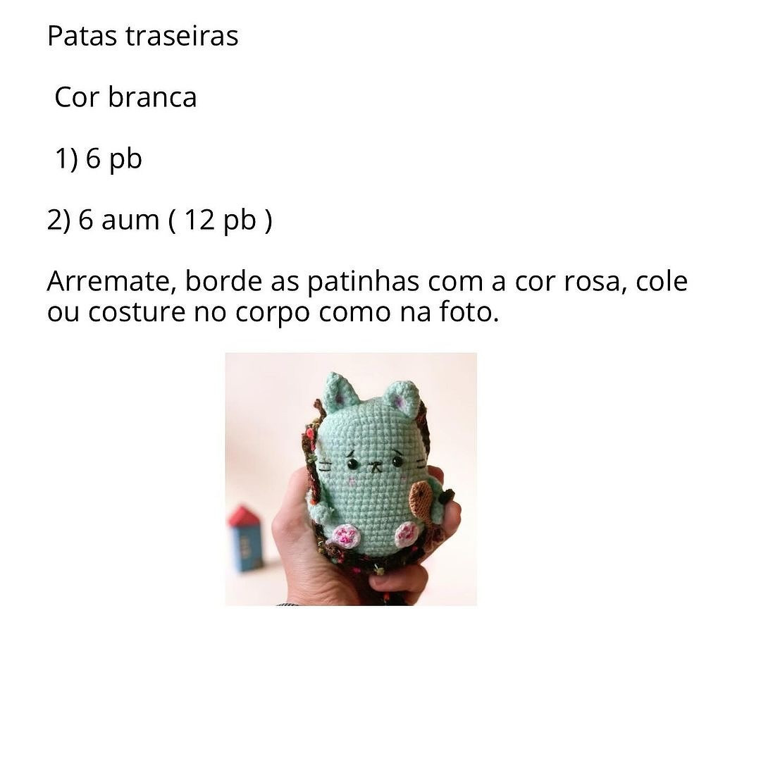 Gráfico de amigurumi de gatinho no balanço: receita grátis
