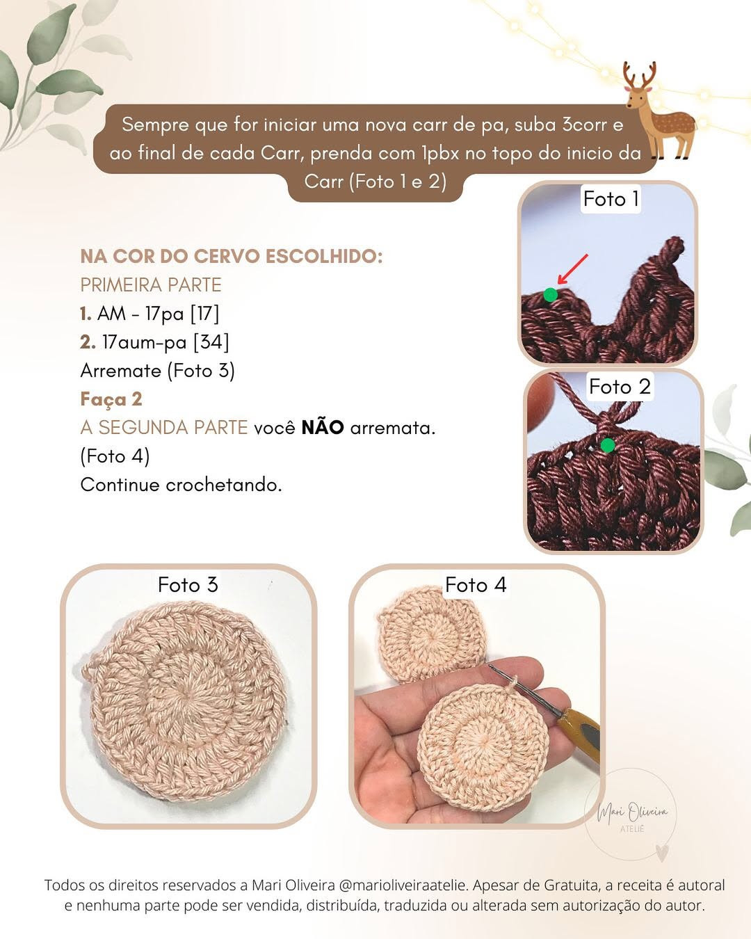 Gráfico de amigurumi de rena fofo e gratuito
