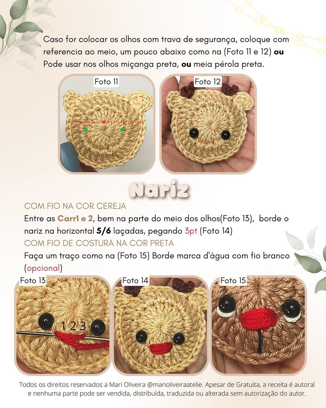 Gráfico de amigurumi de rena fofo e gratuito