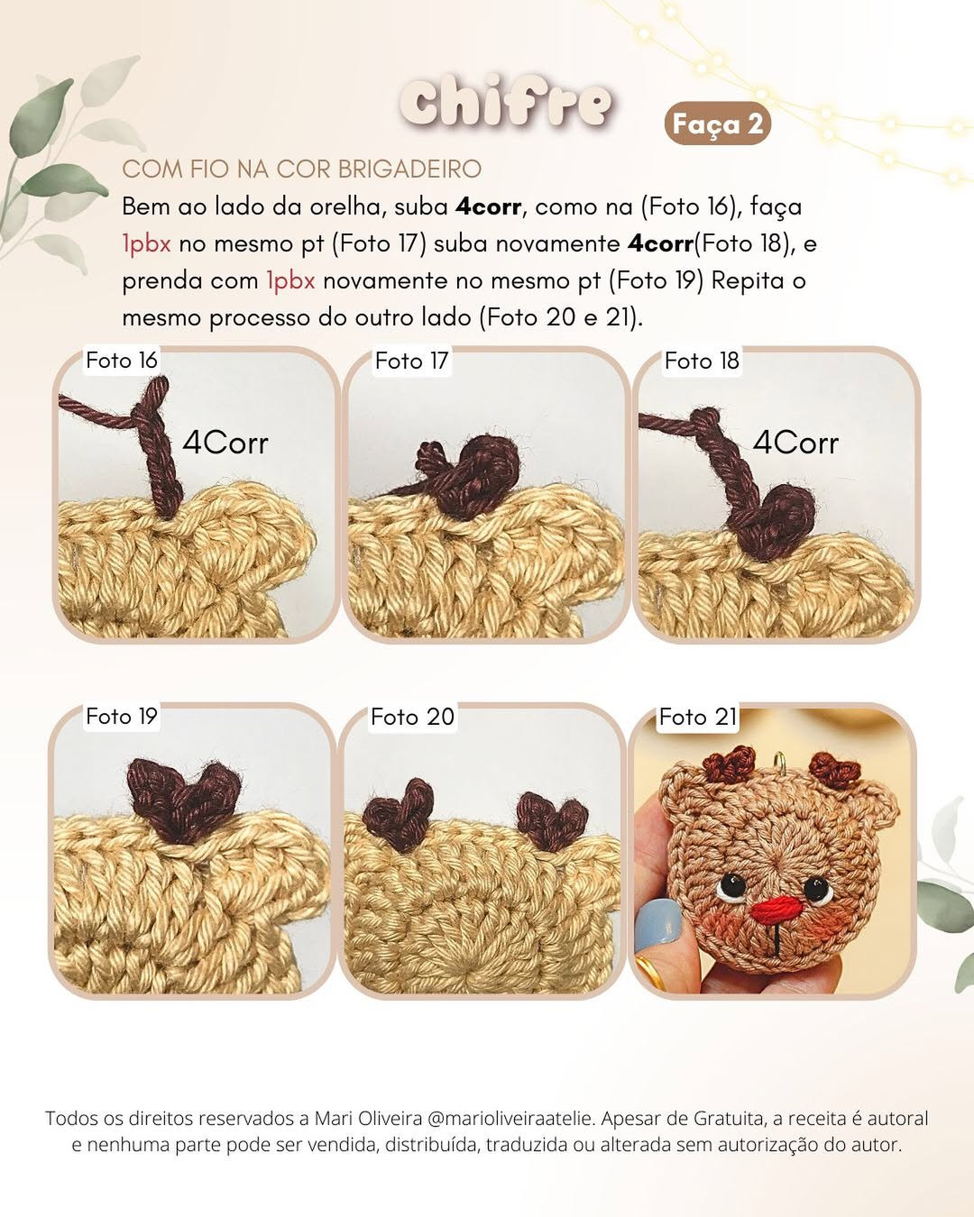 Gráfico de amigurumi de rena fofo e gratuito
