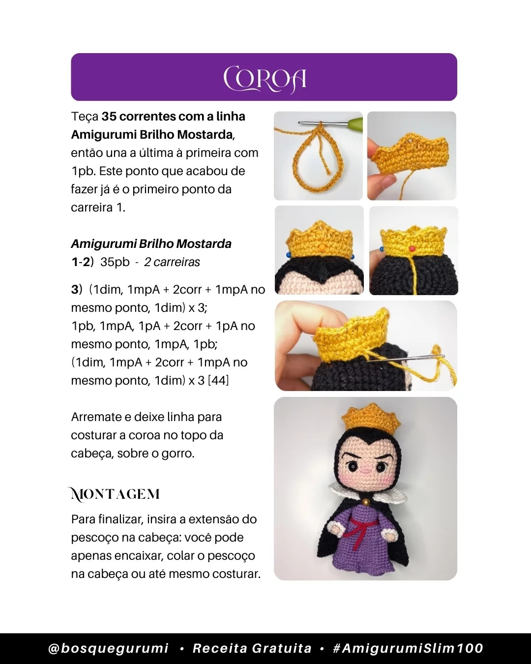 Gráfico de amigurumi grátis: Rainha Má