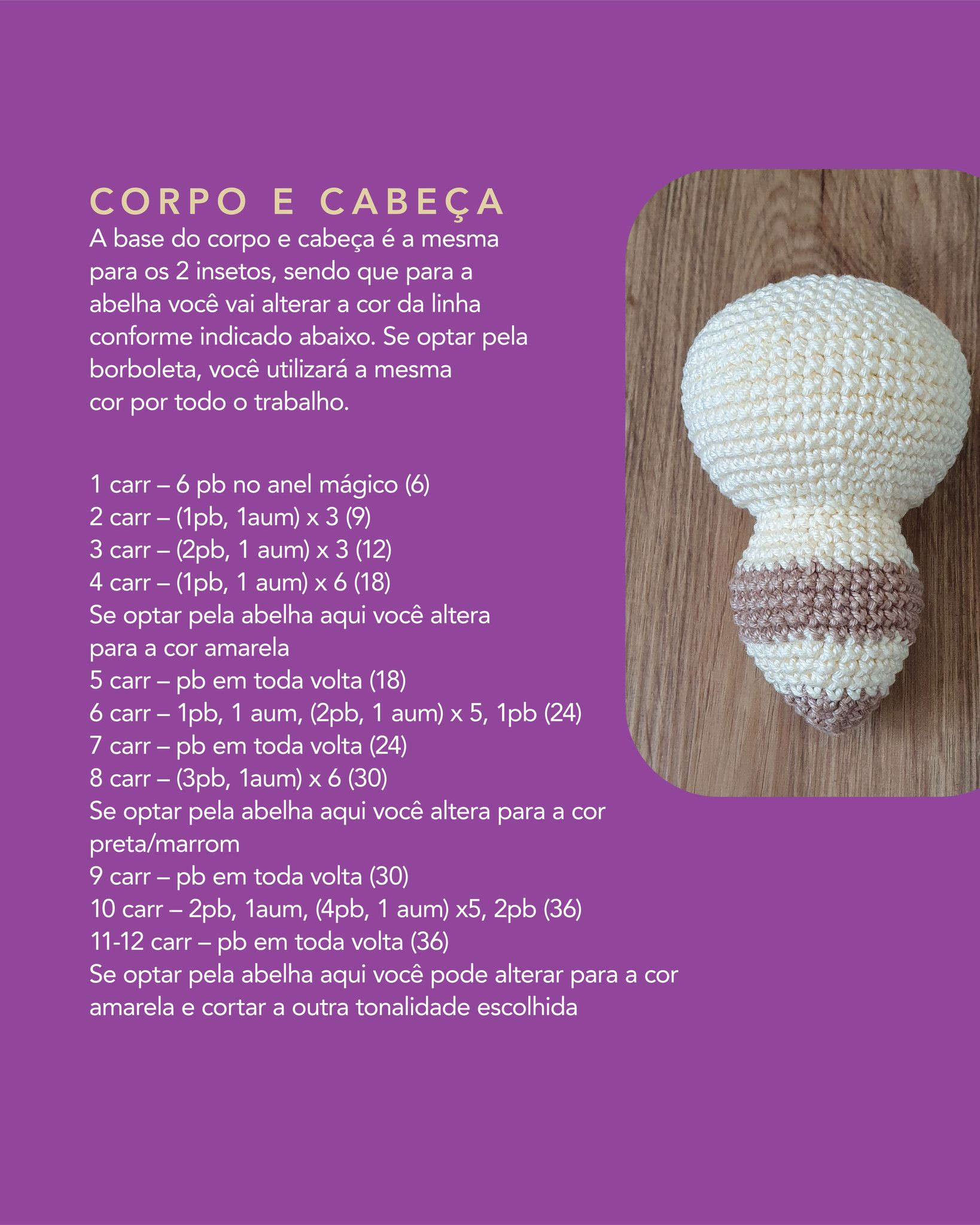 Gráfico de amigurumi gratuito: Borboleta e Abelha