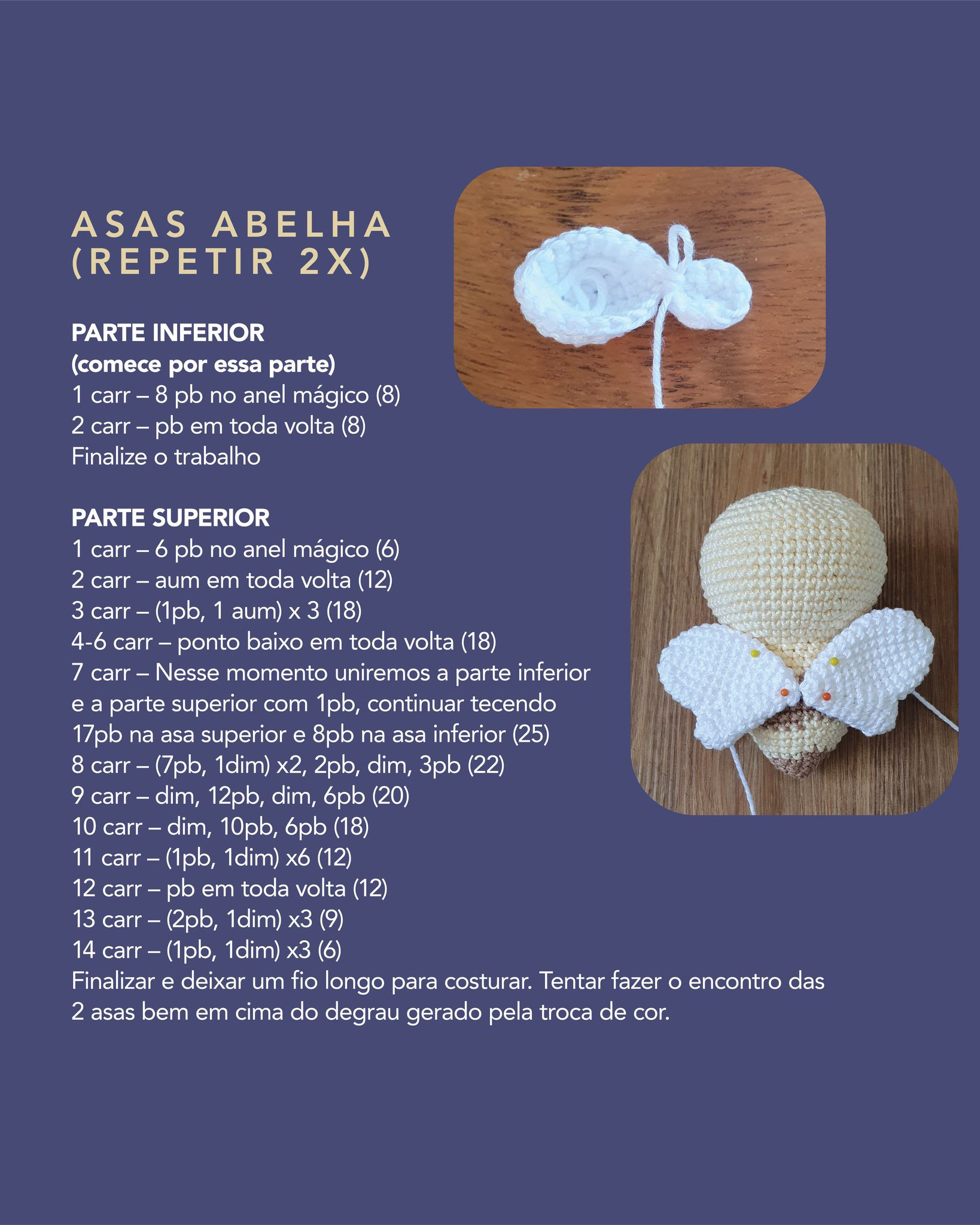 Gráfico de amigurumi gratuito: Borboleta e Abelha