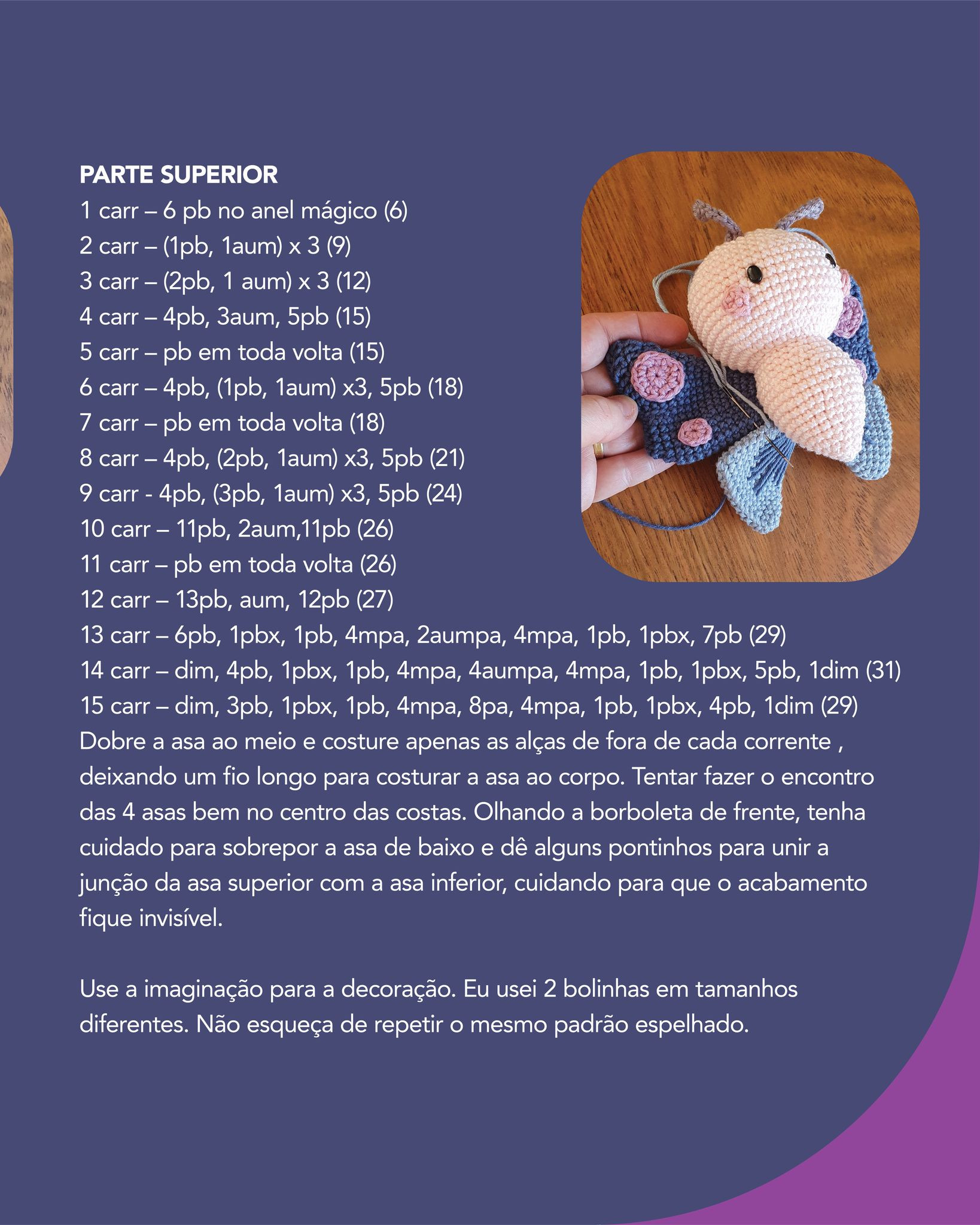 Gráfico de amigurumi gratuito: Borboleta e Abelha