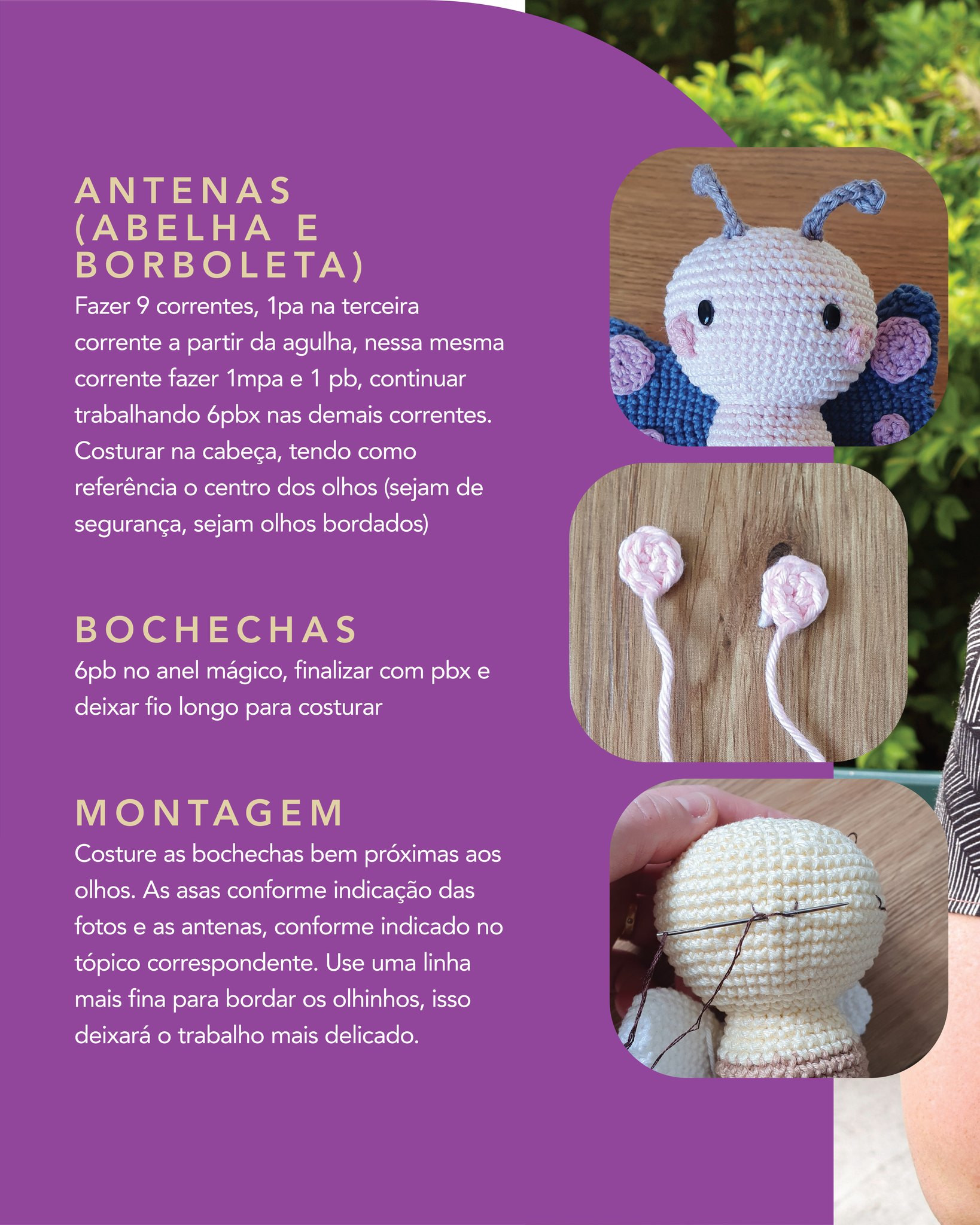 Gráfico de amigurumi gratuito: Borboleta e Abelha