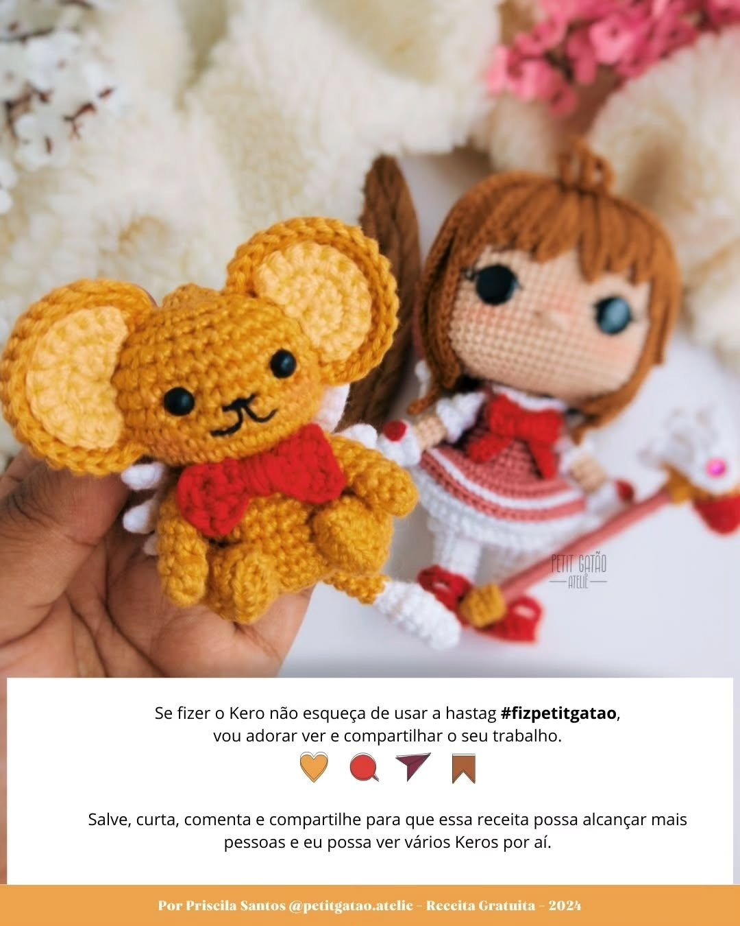 Gráfico de amigurumi Kero e Sakura grátis!