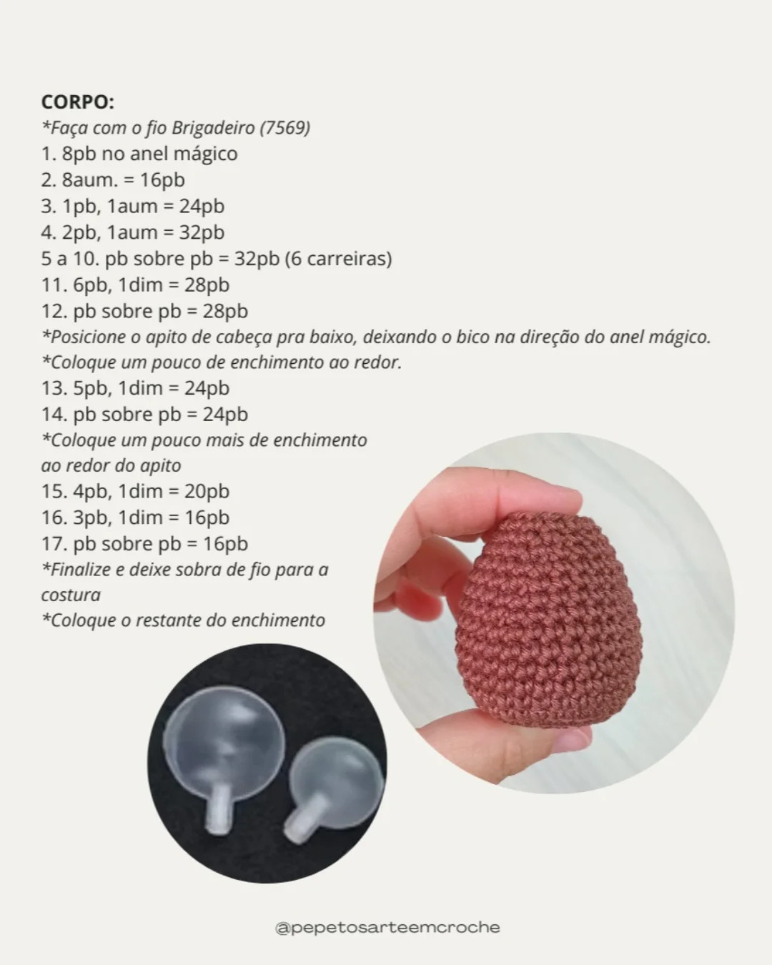 Gráfico de Amigurumi: Macaquinho Brigadeiro