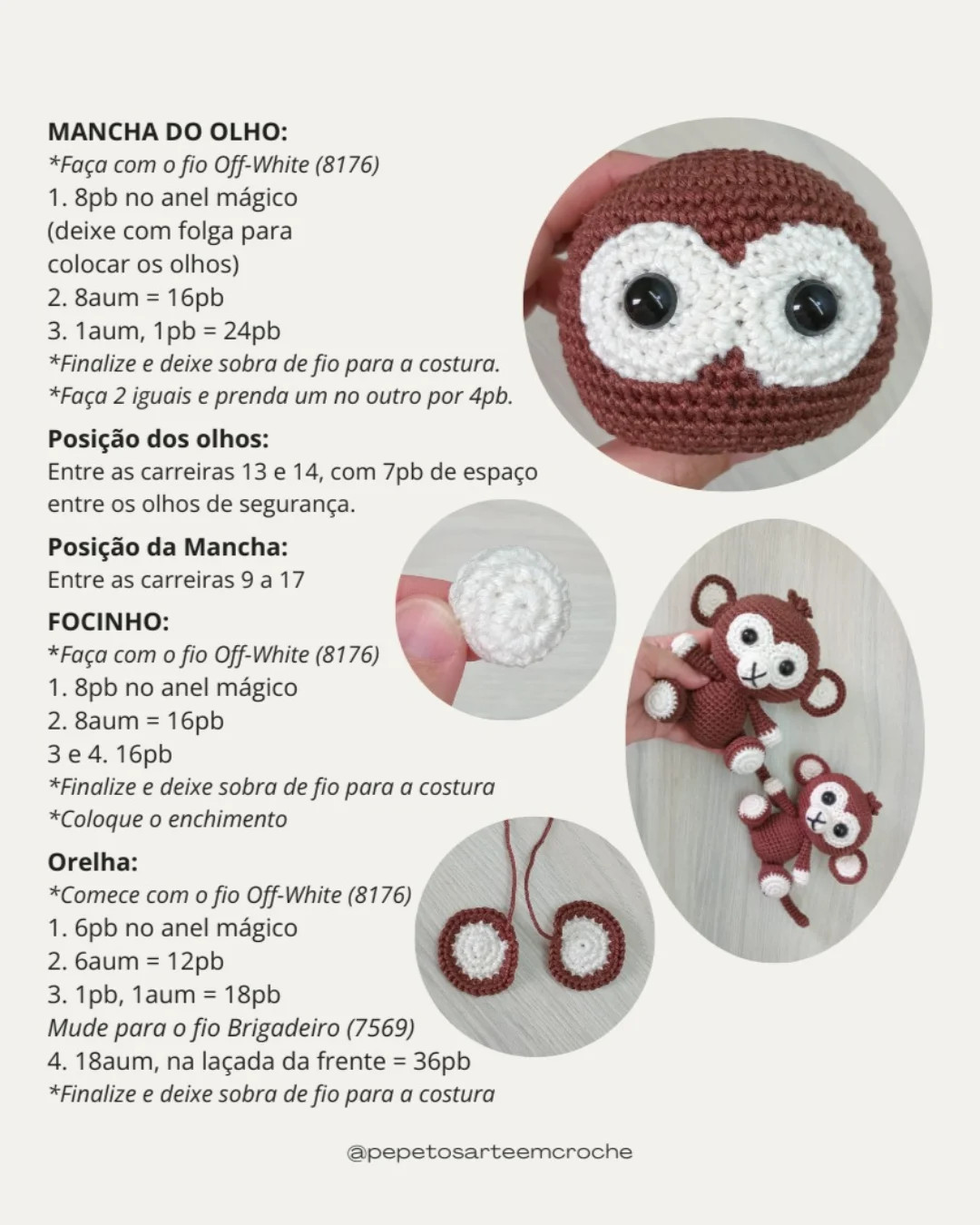 Gráfico de Amigurumi: Macaquinho Brigadeiro