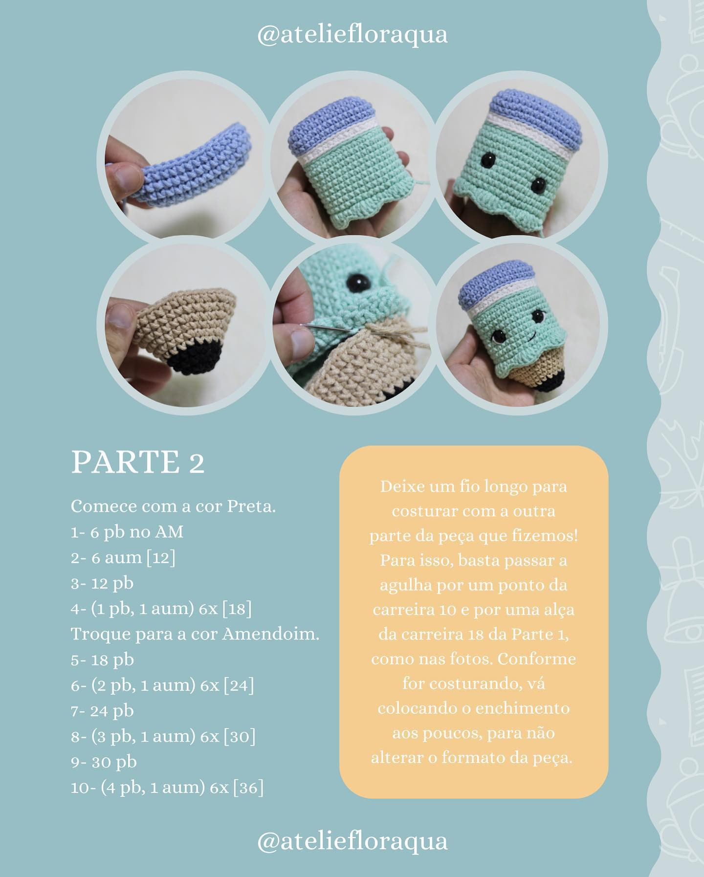 Gráfico de amigurumi: Mini Lápis de Grafite
