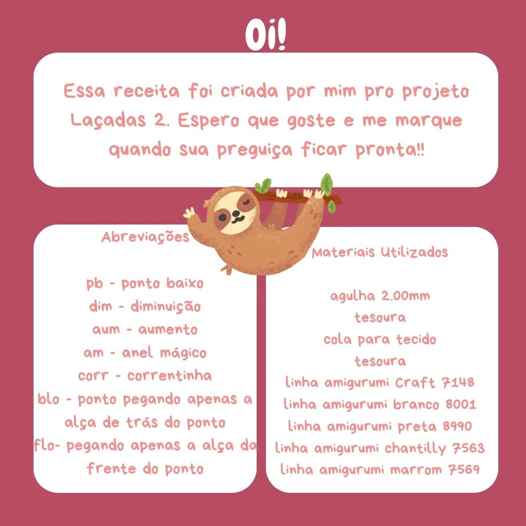 Gráfico de amigurumi: Mini Preguiça