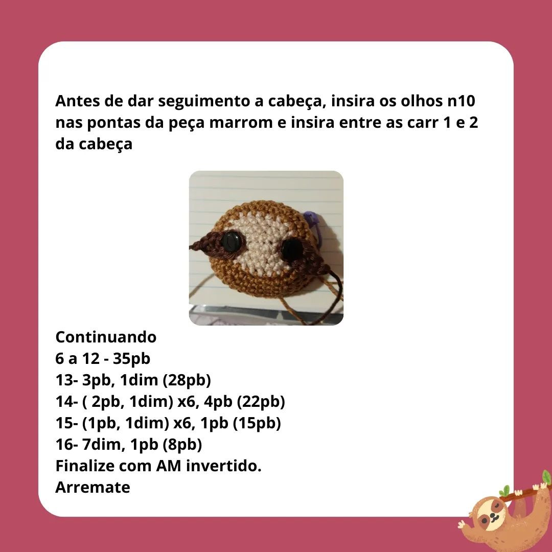 Gráfico de amigurumi: Mini Preguiça
