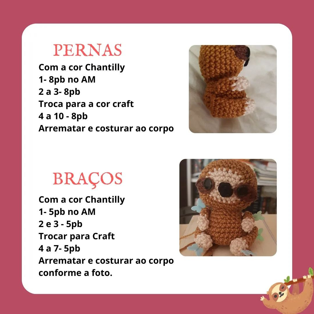 Gráfico de amigurumi: Mini Preguiça
